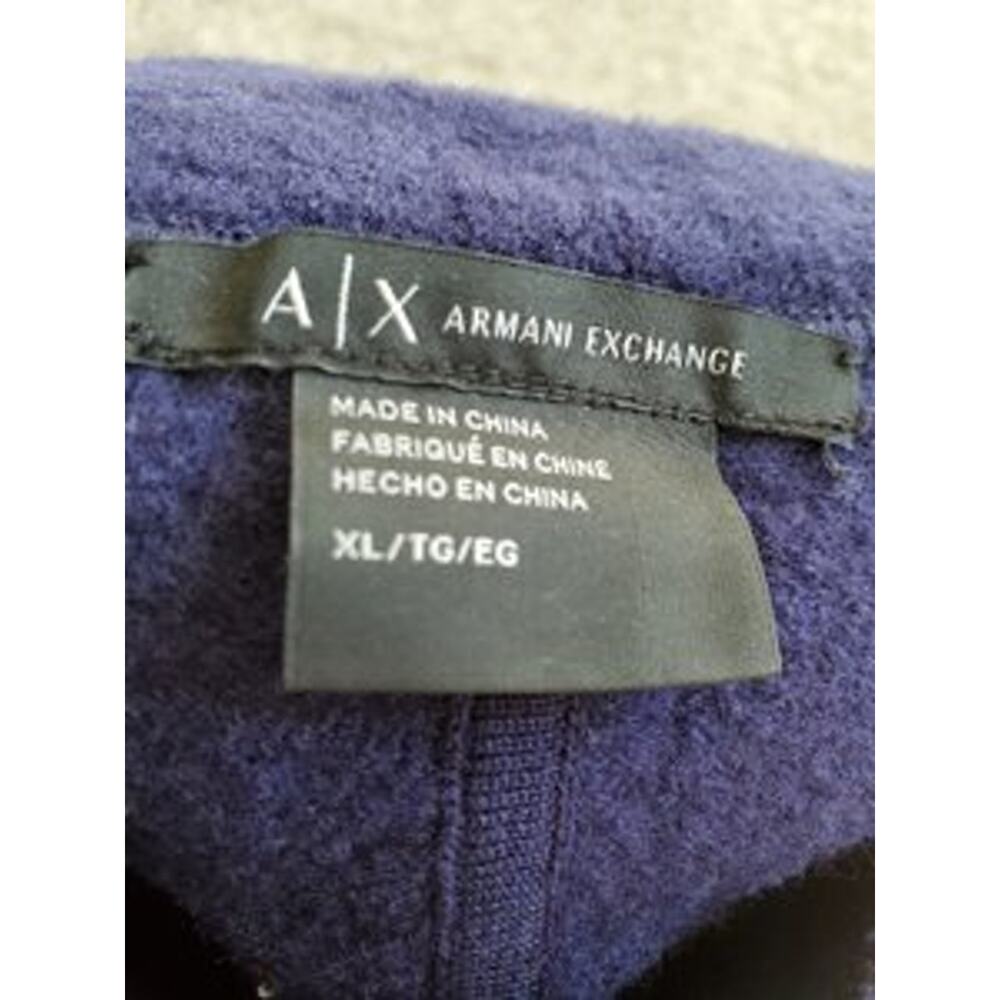 A|X Armani Exchange 100% Wool Dark Blue Hooded Sweater, Xlarge - Picture 8 of 8